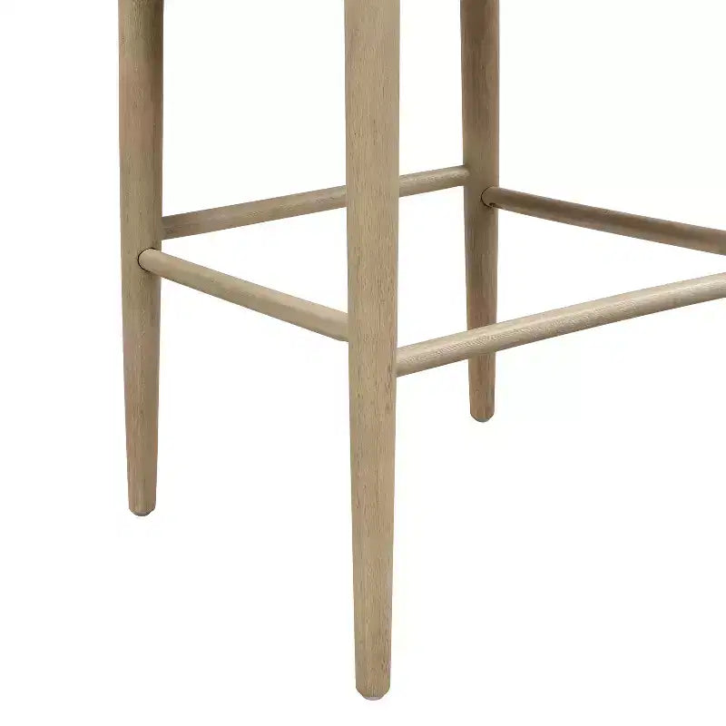 Mid-Century Modern Rubberwood Upholstered Bar Stools (Set of 2)