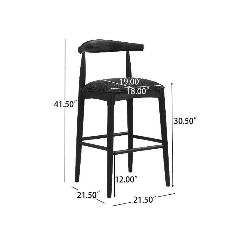 Mid-Century Modern Rubberwood Upholstered Bar Stools (Set of 2)