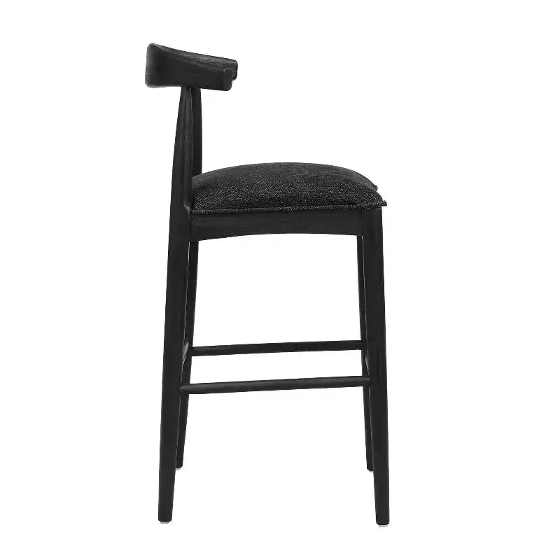 Mid-Century Modern Rubberwood Upholstered Bar Stools (Set of 2)