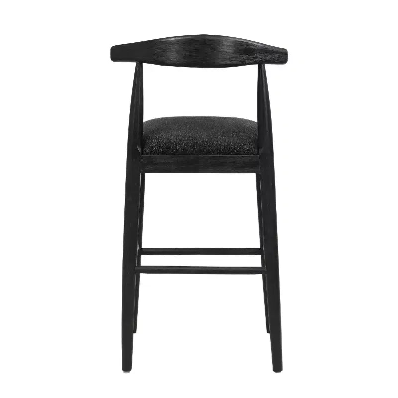 Mid-Century Modern Rubberwood Upholstered Bar Stools (Set of 2)