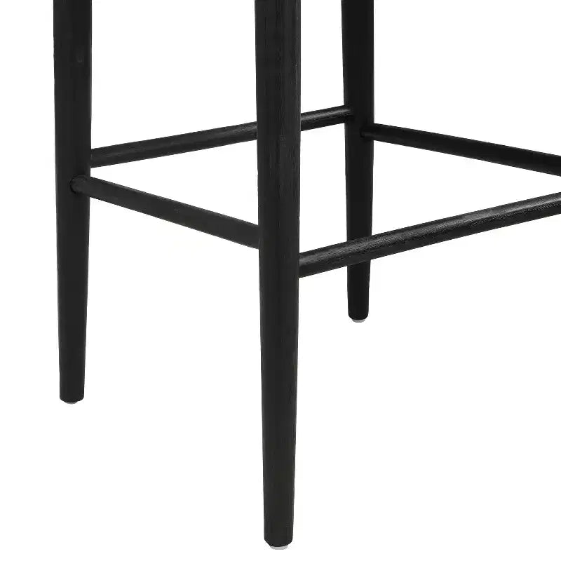Mid-Century Modern Rubberwood Upholstered Bar Stools (Set of 2)