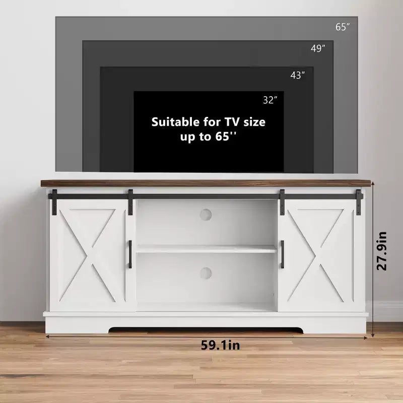 Entertainment Center, 58 Inch TV Stand for 65 Inch TV, TV Cabinet with Barn Doors, Industrial Media Console Storage Cabinet Sideboard for Living Room