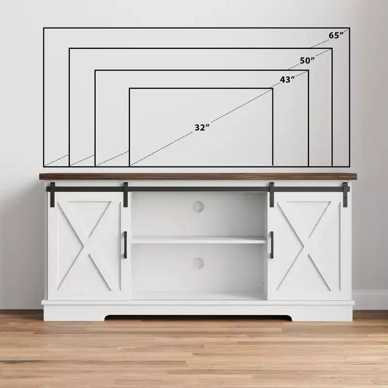 Entertainment Center, 58 Inch TV Stand for 65 Inch TV, TV Cabinet with Barn Doors, Industrial Media Console Storage Cabinet Sideboard for Living Room