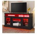 Farmhouse TV Stand for 70 Inch TV, LED Entertainment Center with Adjustable Shelves & Glass Doors, TV Media Console Table for Living Room