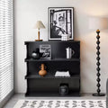 4-Tier Mid-Century Floor Bookshelf, Rustic Open Bookcase & Display Storage Organizer for Living Room, Bedroom, or Office