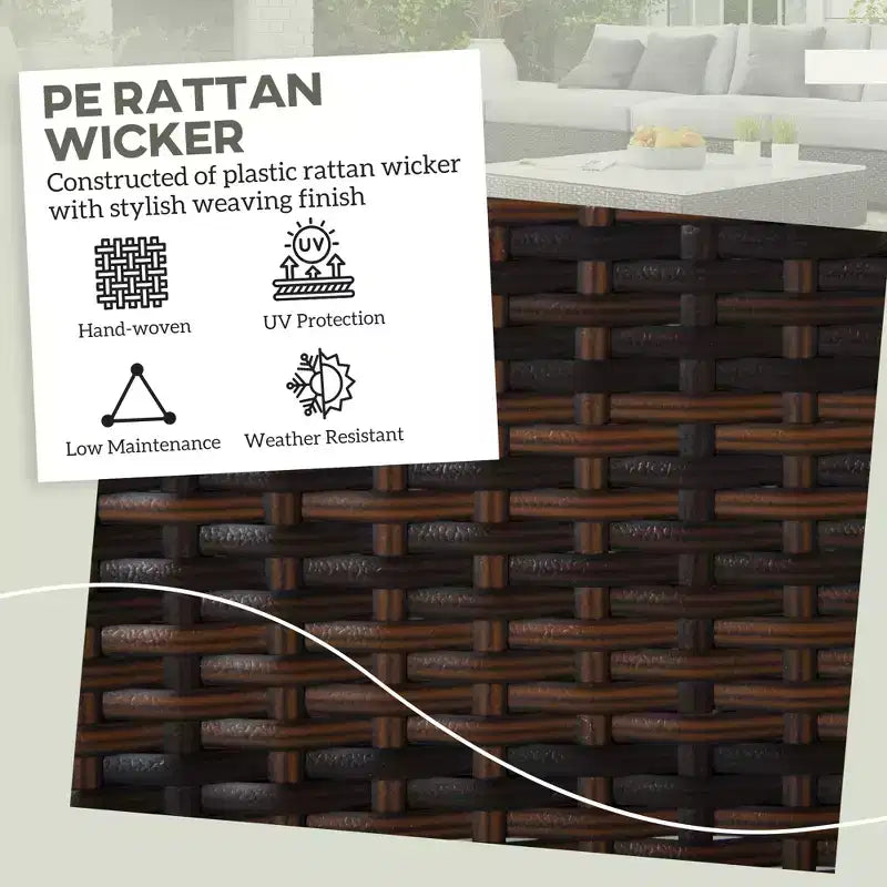 2 Piece Wicker Outdoor Ottomans with Cushions, Rattan Ottoman Footrest and Side Table for Patio, Poolside