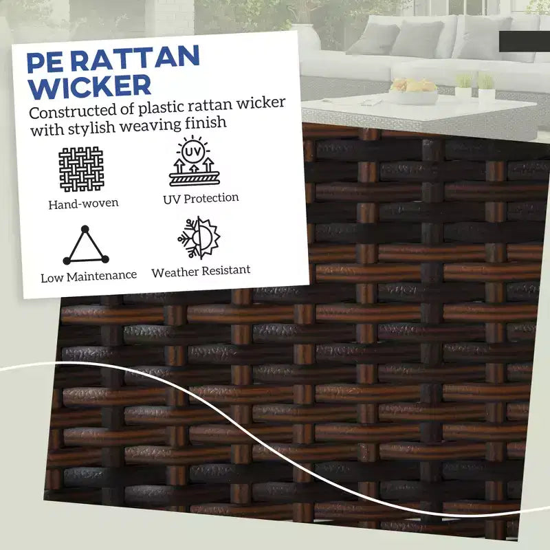 2 Piece Wicker Outdoor Ottomans with Cushions, Rattan Ottoman Footrest and Side Table for Patio, Poolside