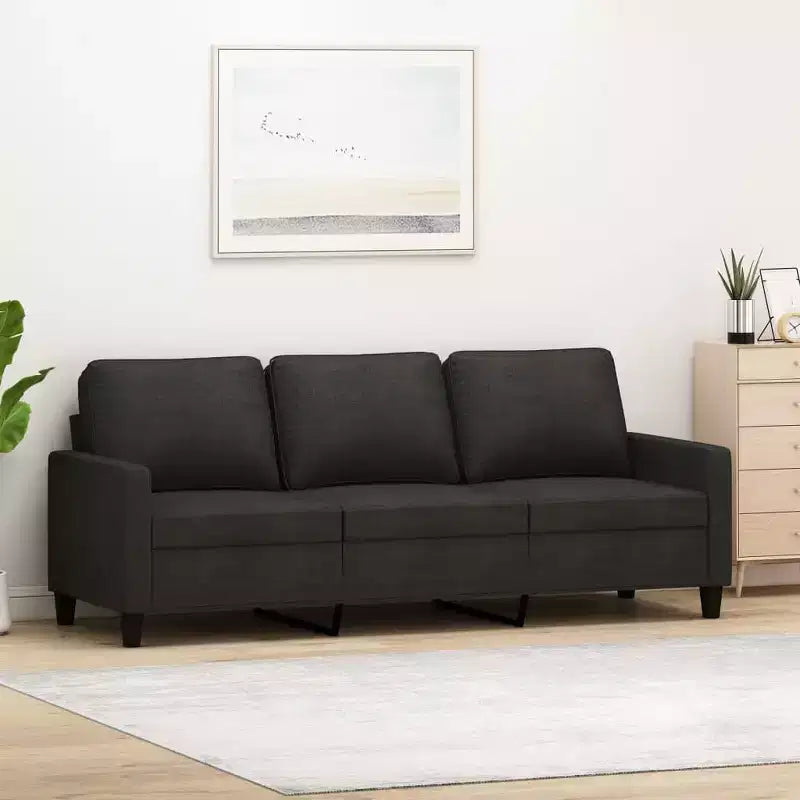 3-seater Sofa Black Polyester, Metal, Textilene 3-seater
