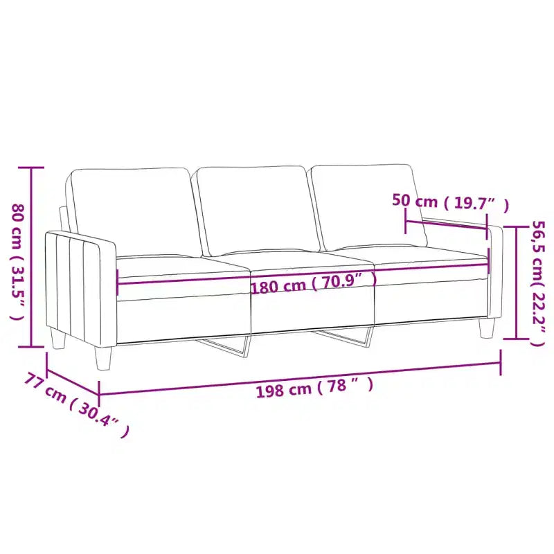 3-seater Sofa Black Polyester, Metal, Textilene 3-seater