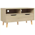 vidaXL TV Stand - Brown Sonoma Oak TV Cabinet - Sturdy and Stable - Engineered Wood Material - Scandinavian Style - Ample Storage Space