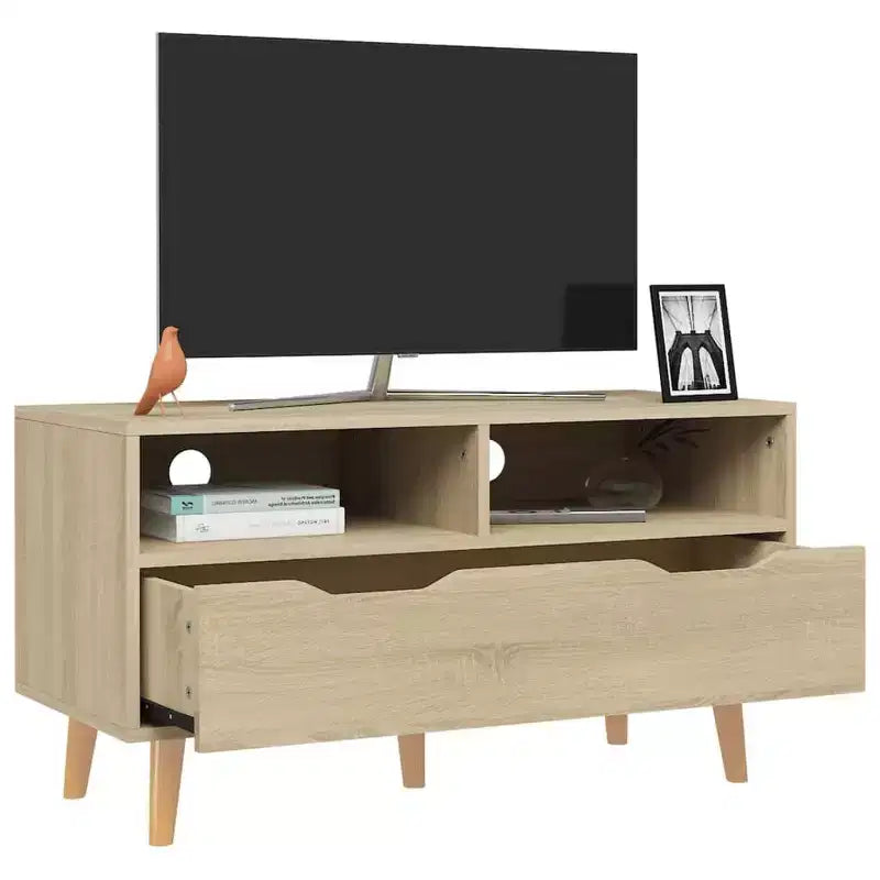 XL TV Stand - Brown Sonoma Oak TV Cabinet - Sturdy and Stable - Engineered Wood Material - Scandinavian Style - Ample Storage Space