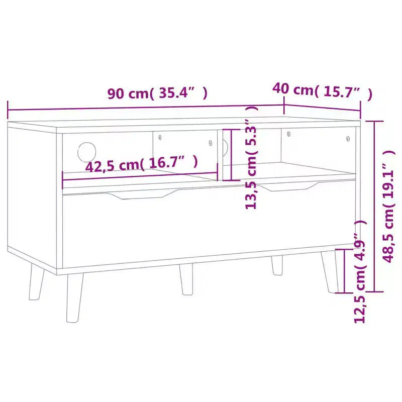 XL TV Stand - Brown Sonoma Oak TV Cabinet - Sturdy and Stable - Engineered Wood Material - Scandinavian Style - Ample Storage Space
