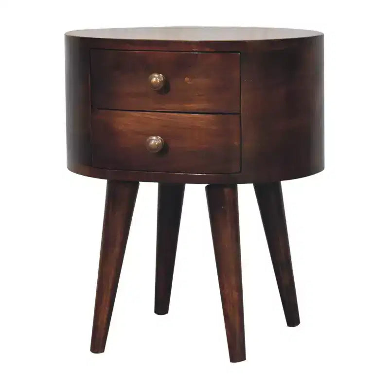 21 Walnut Solid Wood Oval Two Drawer Nightstand