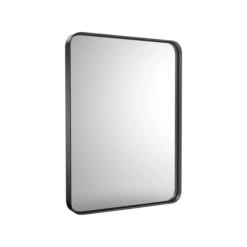 HomeRoots 39 Black Metal Floating Framed Bathroom Vanity Mirror