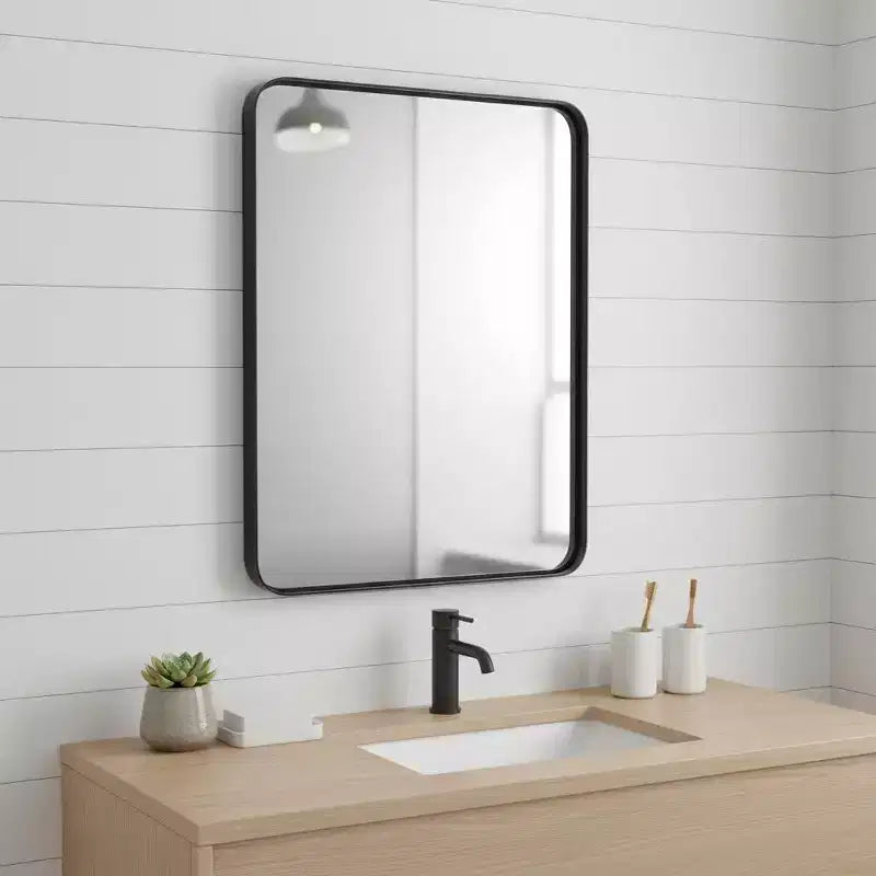 39 Black Metal Floating Framed Bathroom Vanity Mirror