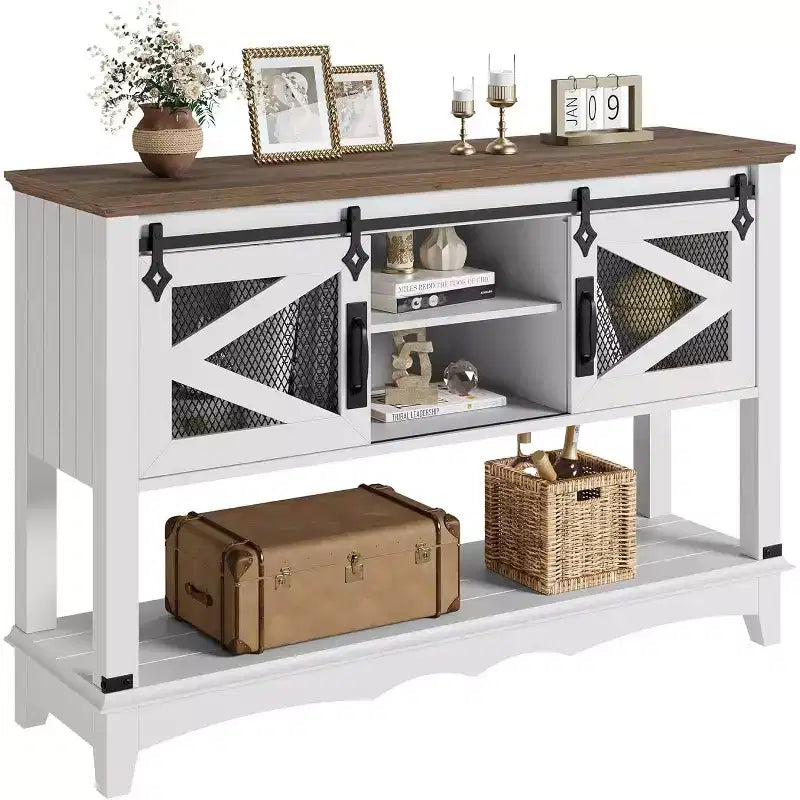 46.5 Console Table with Storage ,2 Tier Wooden Entryway Table with Open Storage Shelf,Narrow Long Behind Couch Sofa Tables for Living Room,Entrance