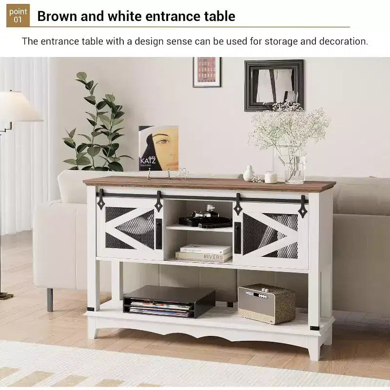 46.5 Console Table with Storage ,2 Tier Wooden Entryway Table with Open Storage Shelf,Narrow Long Behind Couch Sofa Tables for Living Room,Entrance