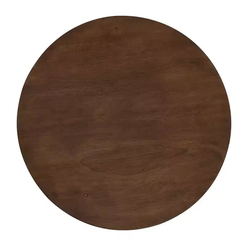Vintage Round Side Table with Wooden Color Finish, Accent Table with Thick Tabletop, End Table for Living Room, Bedroom, Brown