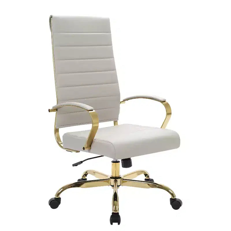 HomeStock 38 in.H Adjustable Height Brown Faux Leather Seat Material with Casters/Wheels Executive Office Chairs