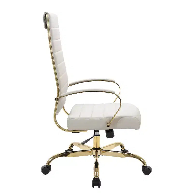 38 in.H Adjustable Height Brown Faux Leather Seat Material with Casters/Wheels Executive Office Chairs
