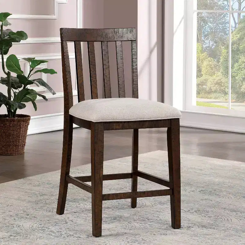 2pk Foret Padded Seat Counter Height Barstools Rustic Oak - HOMES: Inside + Out