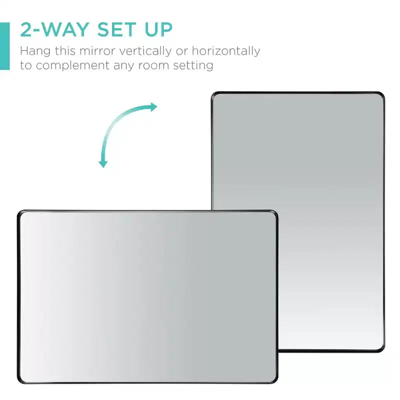 24x36in Recessed Bathroom Vanity 2-Way Wall Mirror w/ Rounded Corners, Anti-Blast Film